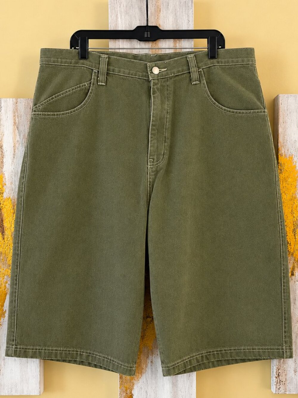 Vintage Men's Olive Green Denim Short Pants SZ 40
